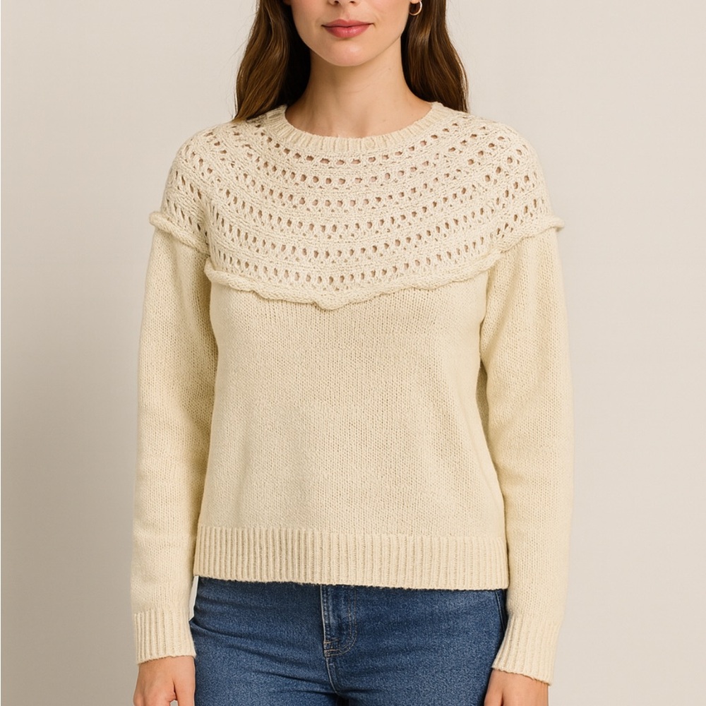 Boden Cream Knit Women's Sweater Large